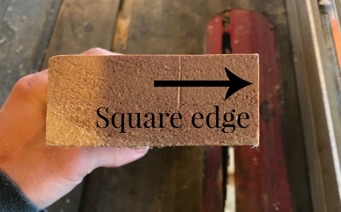 Close up of 2x4 edge just squared off