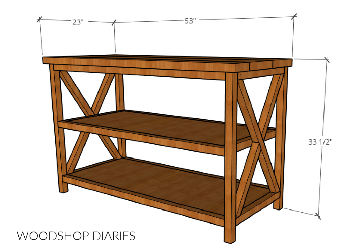 X base console table overall dimensional diagram