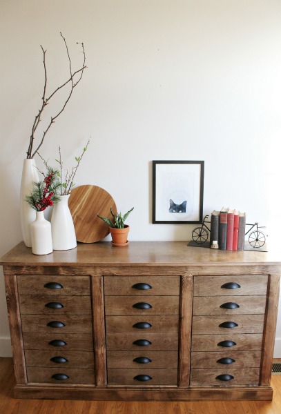 How to build a faux drawer dresser cabinet--DIY farmhouse dresser apothecary cabinet