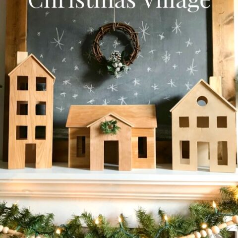 How to make your own DIY wooden Christmas village perfect for Scandinavian Christmas decor. Easy and free project tutorial
