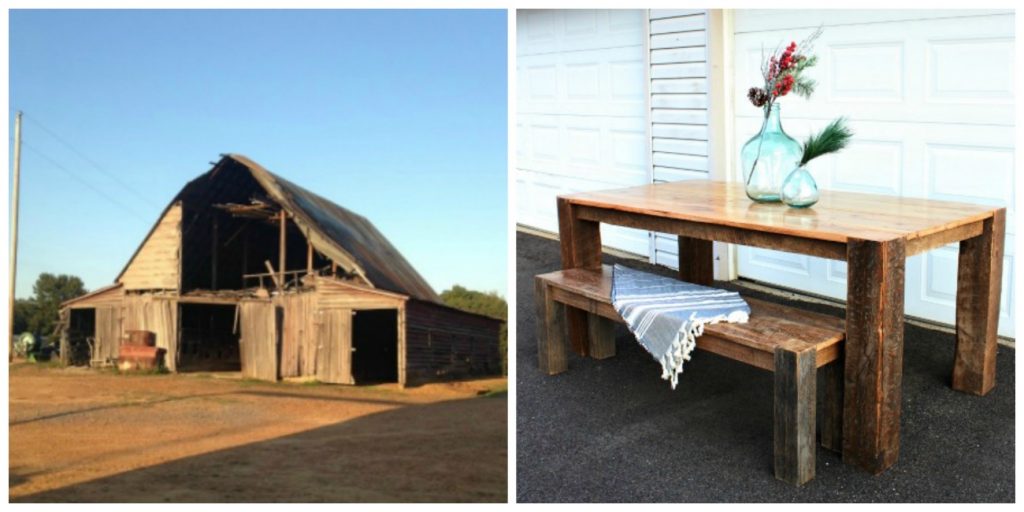 old tobacco barn to new gorgeous dining table