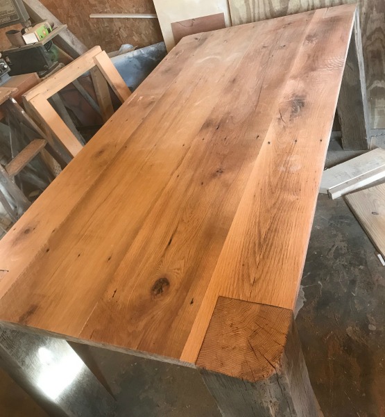 test fit barn wood table top to base