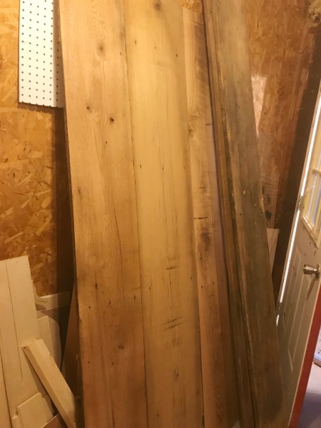 planed reclaimed lumber boards for dining table top