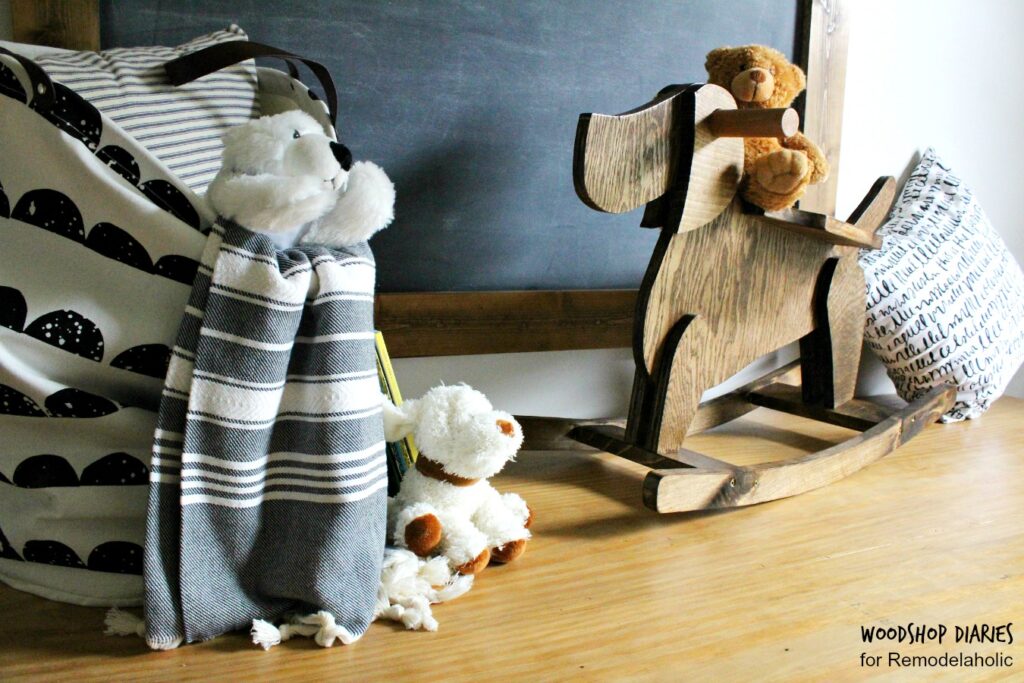 How to build a DIY rocking horse for toddler or small child--dog shaped rocking horse with template to make your own