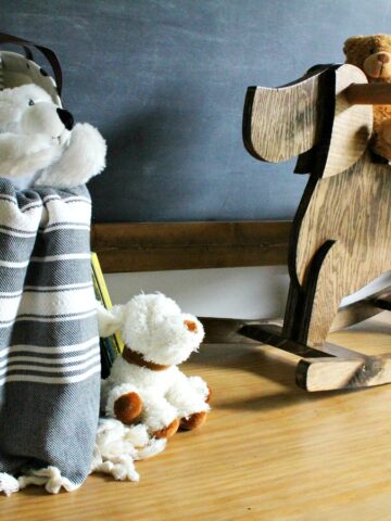 How to build a DIY rocking horse for toddler or small child--dog shaped rocking horse with template to make your own