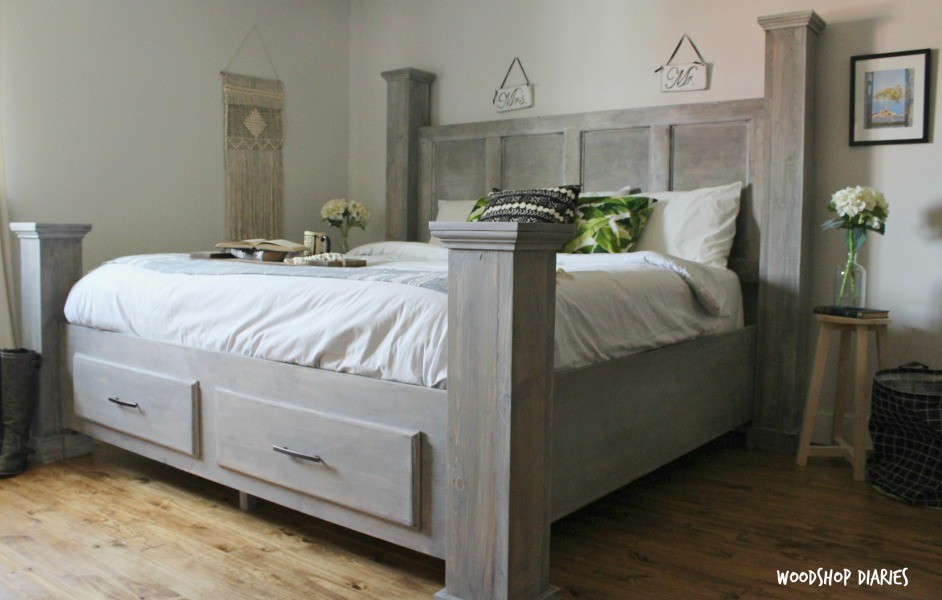 Free Building plans to build your own DIY King size storage bed