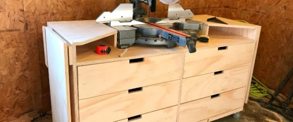 How to build a mobile Miter Saw Stand with storage drawers, and fold down extension wings