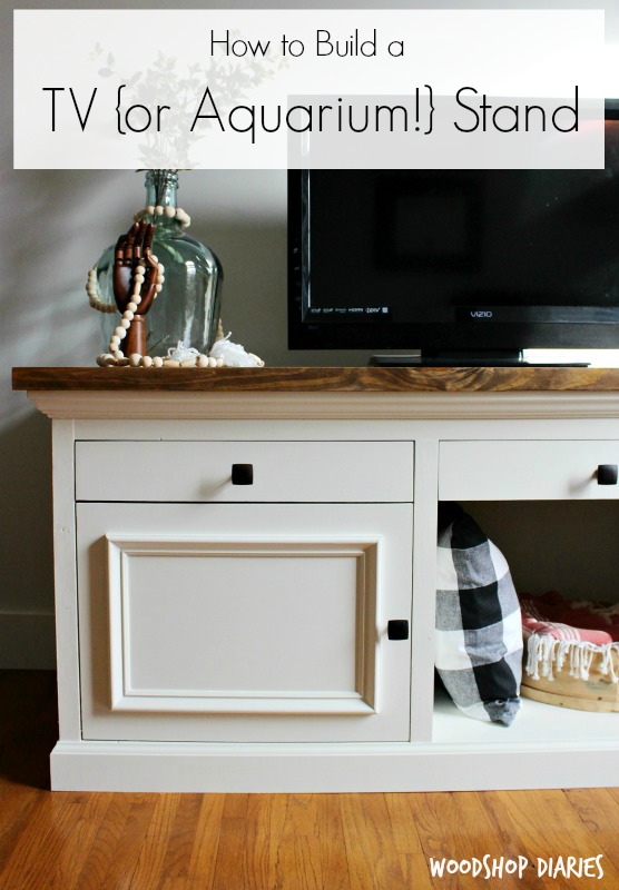How to build a DIY TV Cabinet Stand that's sturdy enough for an aquarium stand! Free Woodworking plans and video tutorial