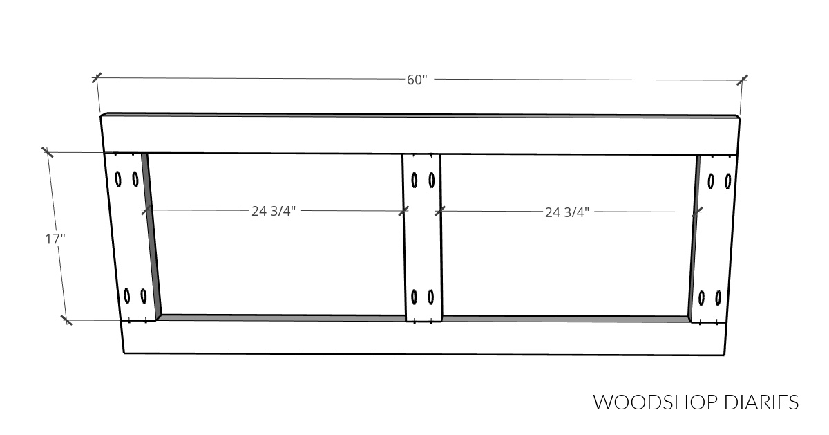 dimensional diagram of miter saw stand base