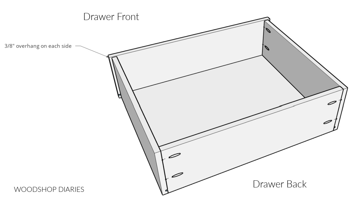drawer box assembled computer drawn diagram