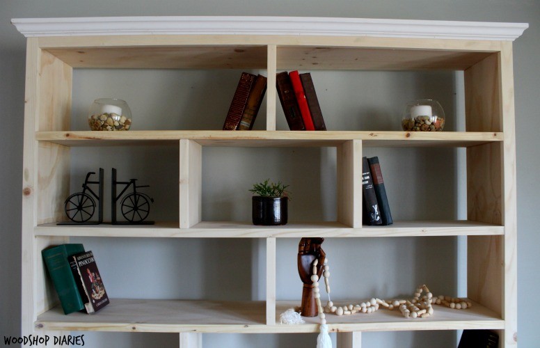 Stand alone unfinished Modern DIY Bookshelf with offset dividers