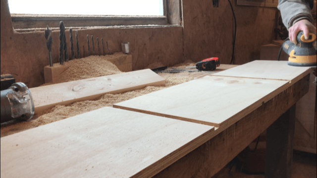 Dadoes cut on shelf tops and bottoms