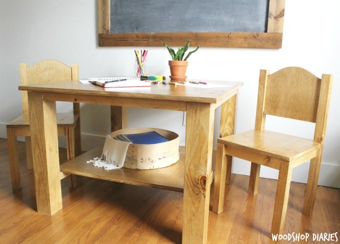 DIY Kids Desk with Storage and Chair Printable Plans - DIY Designs