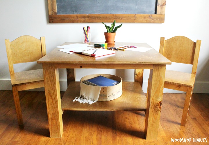 Wooden toddler table and chair set stained and finished