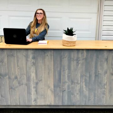 How to Build Your Own Standing Desk--With planked sides and a shelf, this makes a great cashier kiosk or standing desk