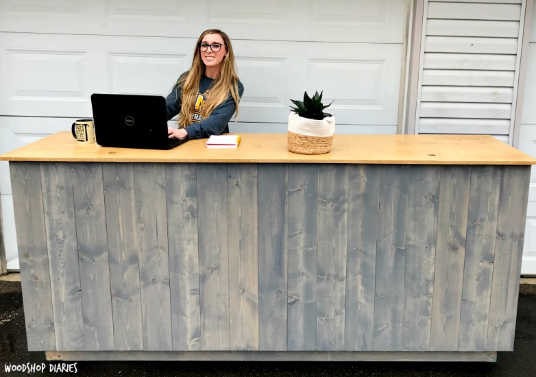 How to Build Your Own Standing Desk--With planked sides and a shelf, this makes a great cashier kiosk or standing desk 