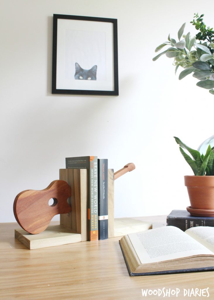 Quick and easy scrap wood project--DIY Bookends with Guitars!