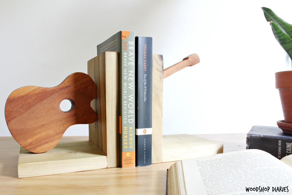 Quick and easy scrap wood bookends shaped like a guitar