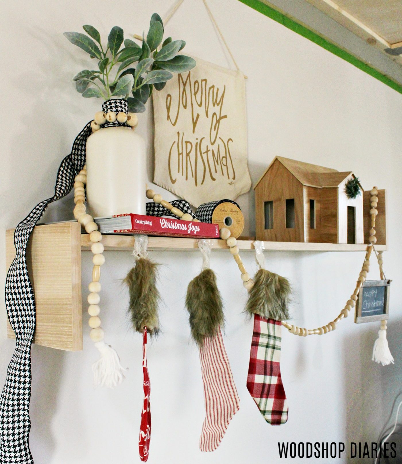 DIY Contemporary Modern Christmas Stocking Shelf