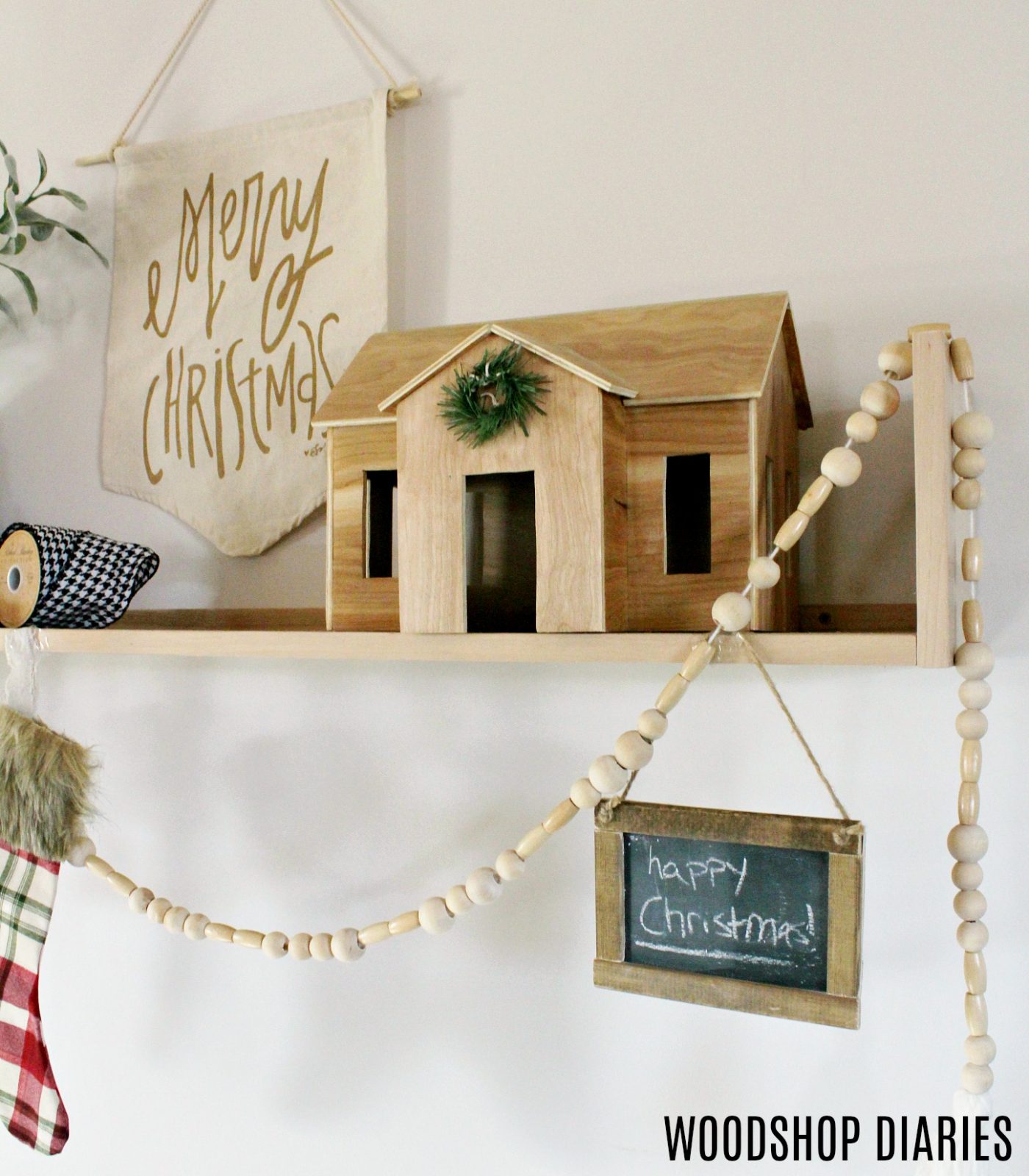 How to Build a DIY Contemporary Shelf--Christmas stocking holder Shelf