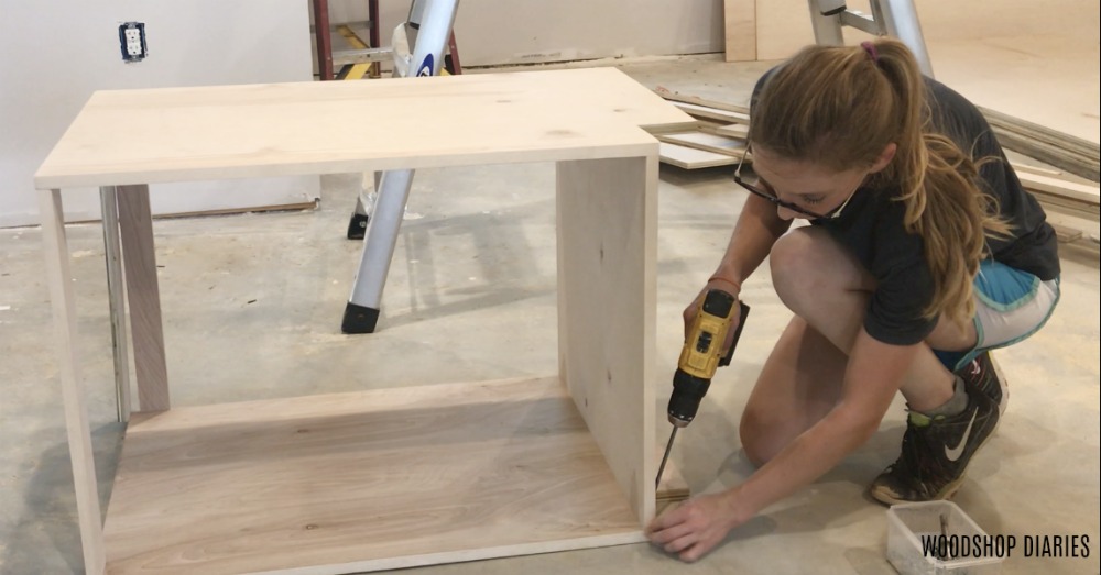 Assembling DIY base cabinet carcass plywood box