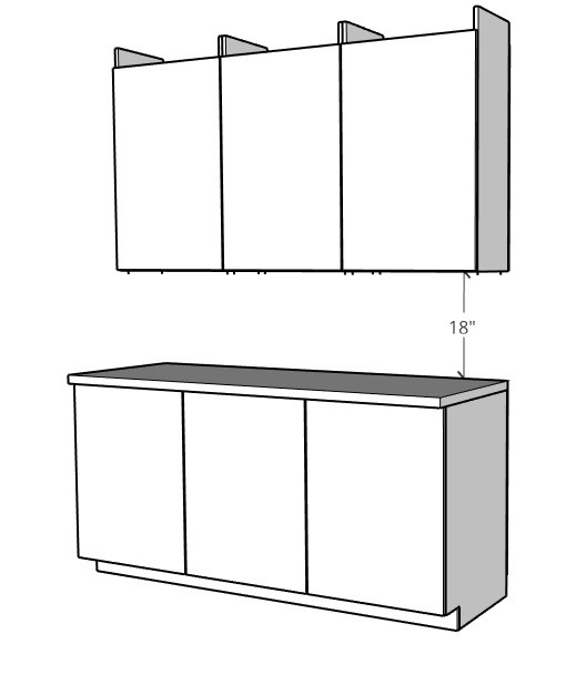 upper and base cabinets should be 18 inches apart diagram