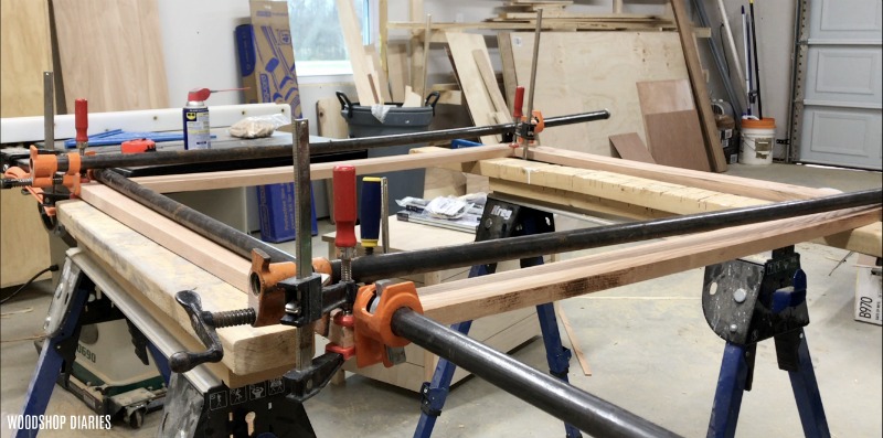 Picture frame gluing up with pipe clamps