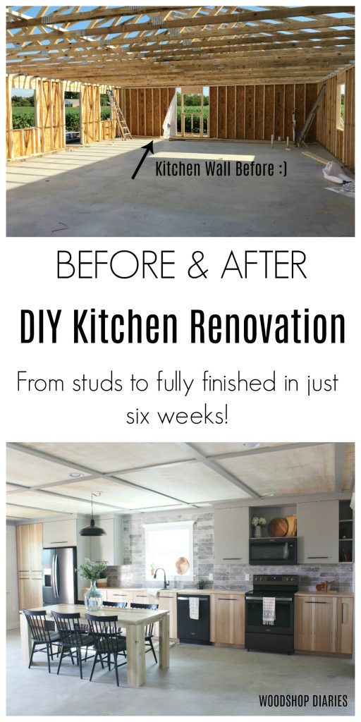 Amazing Before and After DIY Kitchen Renovation from Studs to Fully Finished in just six weeks! Modern Kitchen Design totally DIYed!