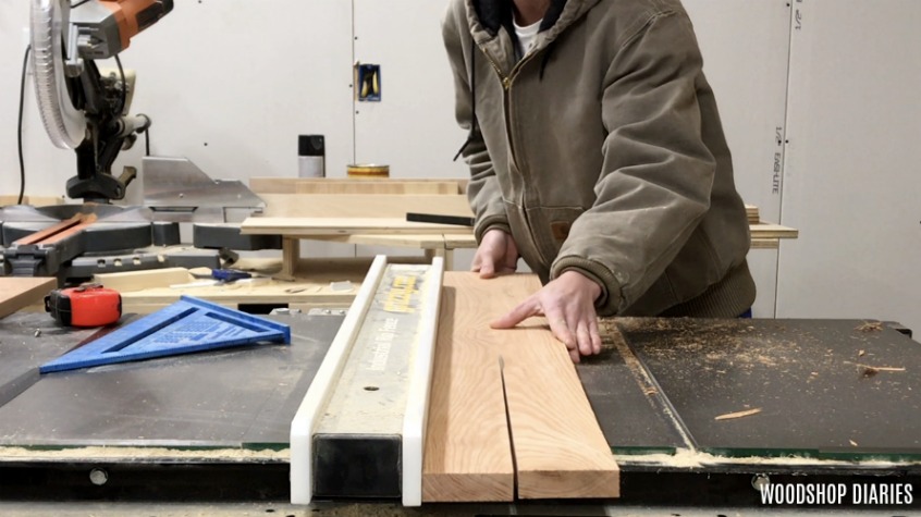 Shara Woodshop Diaries ripping coffee wood on table saw