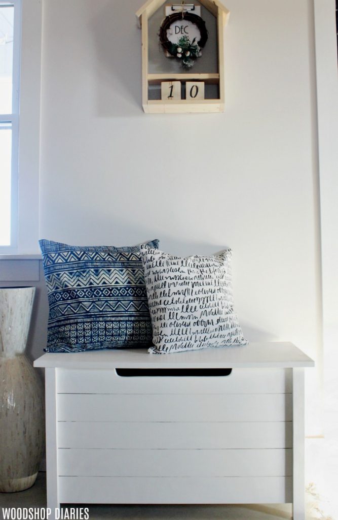 Simple DIY Toy Box made from one board and a little plywood--free plans and video tutorial