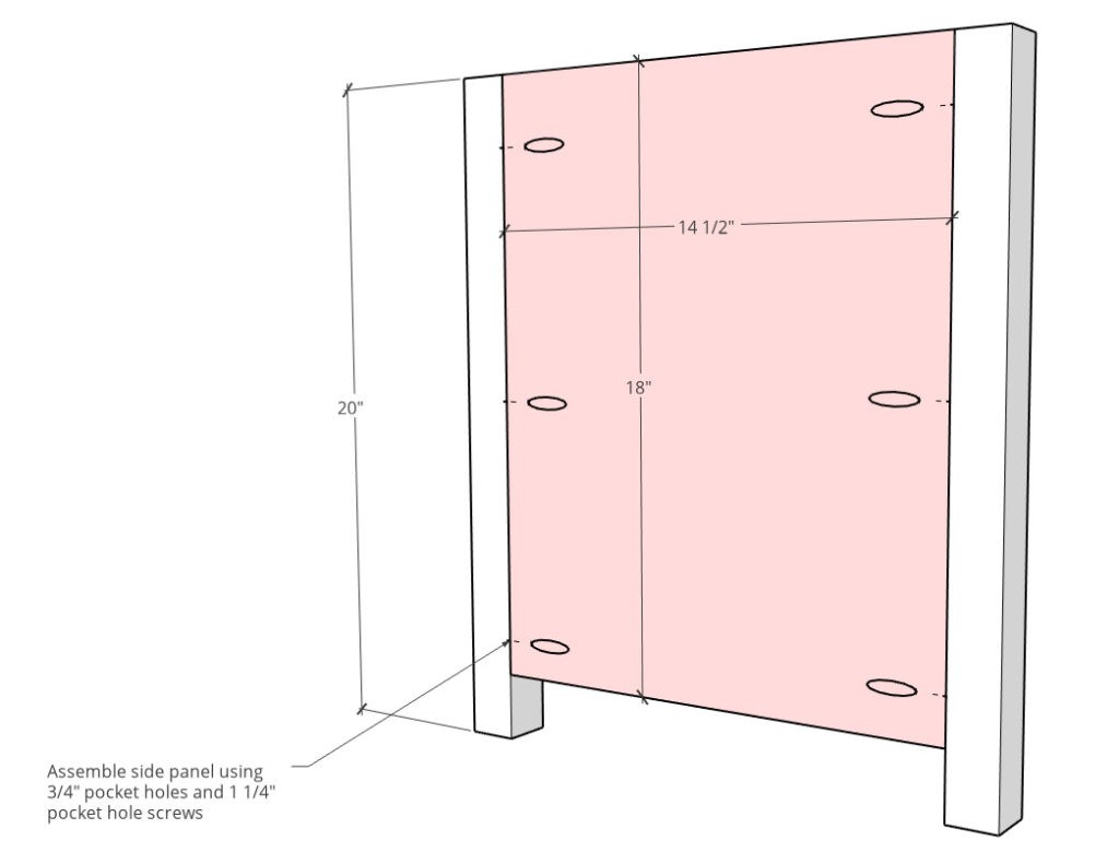 Side panel diagram of toy box