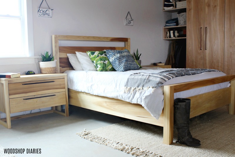 Matching Modern Bed frame and nightstand set