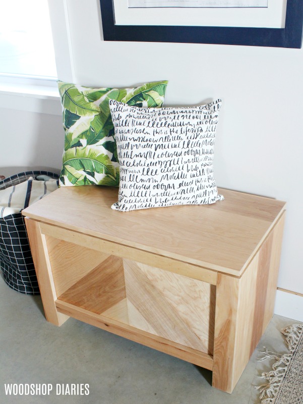 DIY Storage Bench-Modern Rustic Style with Rough Sawn Plywood--Free plans and tutorial