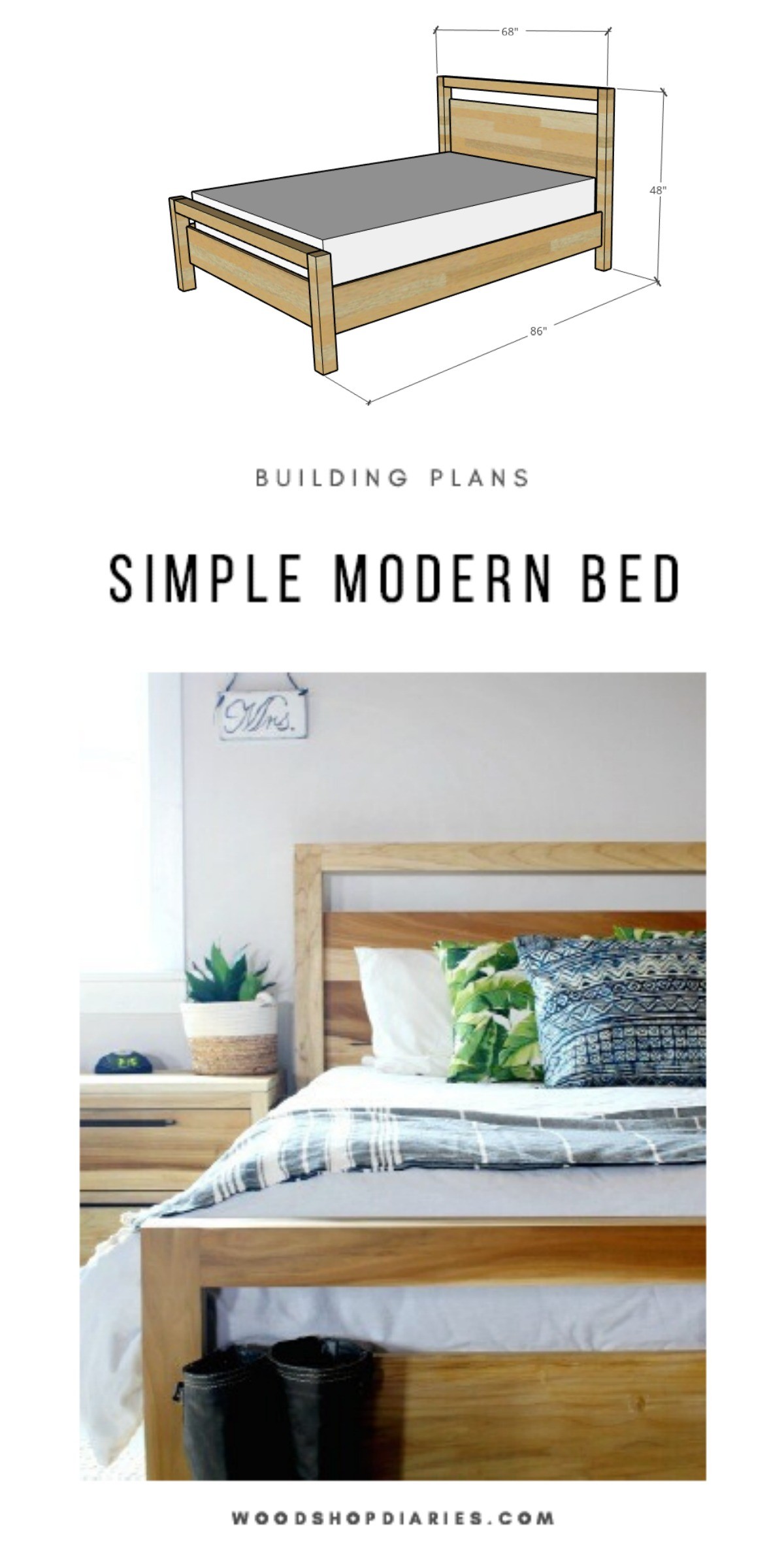 Modern Diy Bed Frame Printable Building Plans In All Sizes