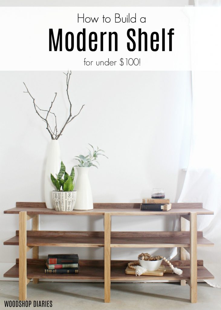 How to Build this Modern Contemporary DIY Shelf from $100 or less in Materials--Walnut and White Oak Modern DIY Shelf