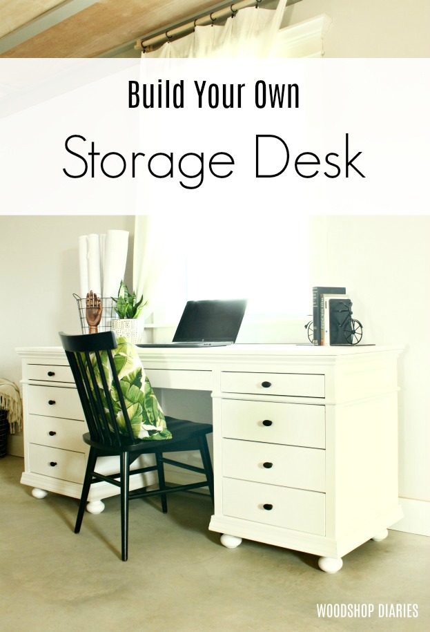 DIY Storage Desk For Home Office --Building Plans and Tutorial