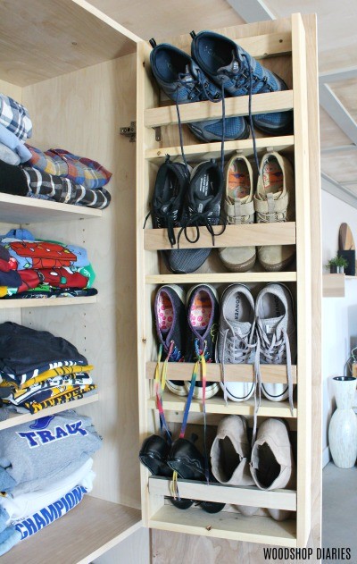 DIY Closet Cabinet--With Adjustable Shelves, Shoe Rack, and Hanger Rod