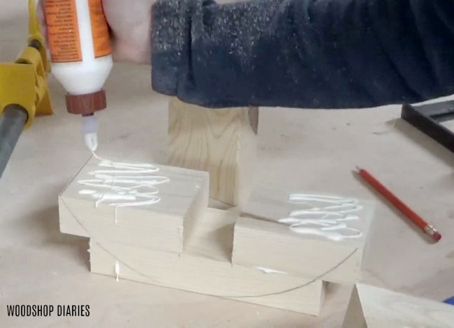 Gluing up wooden base for DIY concrete planter pot