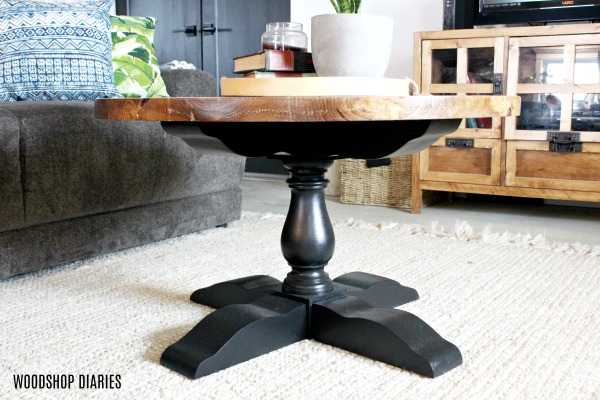 Round wood shop pedestal coffee table