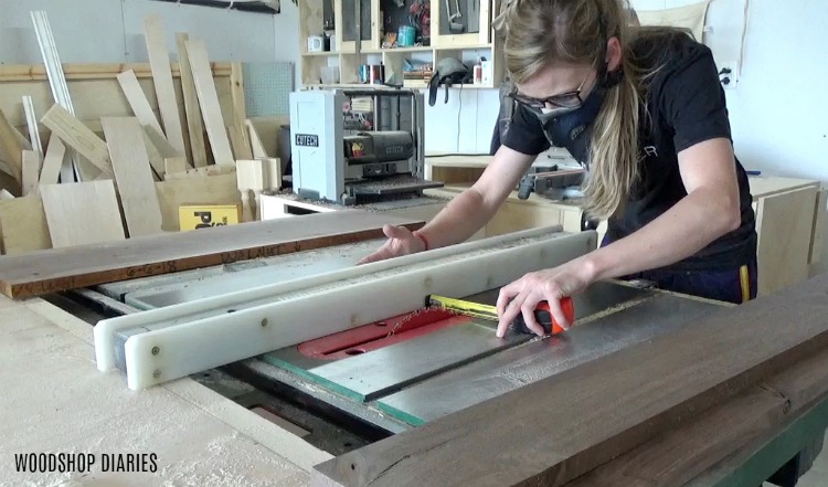 How to make a DIY Serving Tray--rip boards down to thin strips