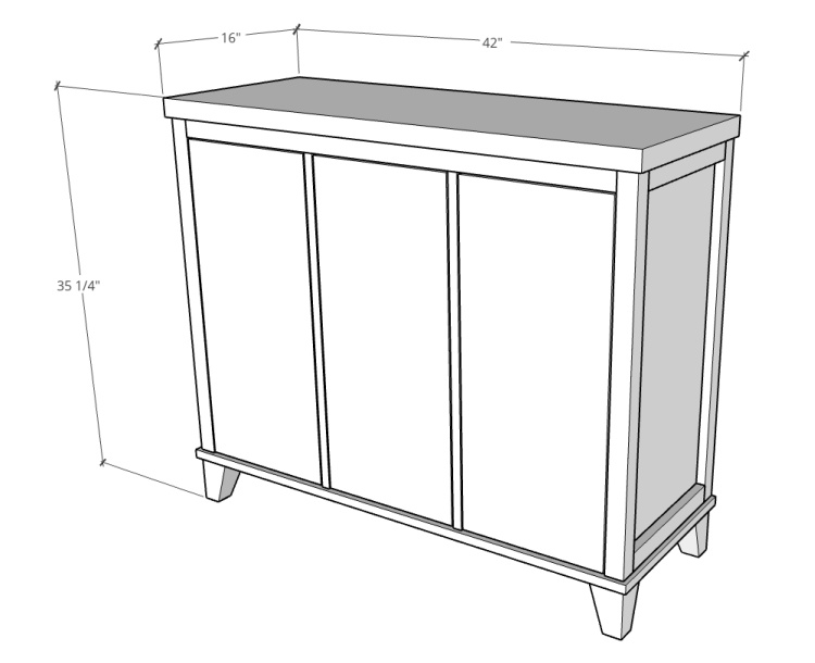 Overall Dimensions of tilt out laundry hamper cabinet--16" deep x 42" wide x 35 ¼" tall