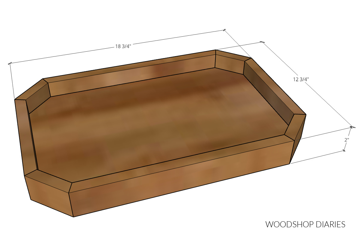 modern serving tray overall dimensional diagram