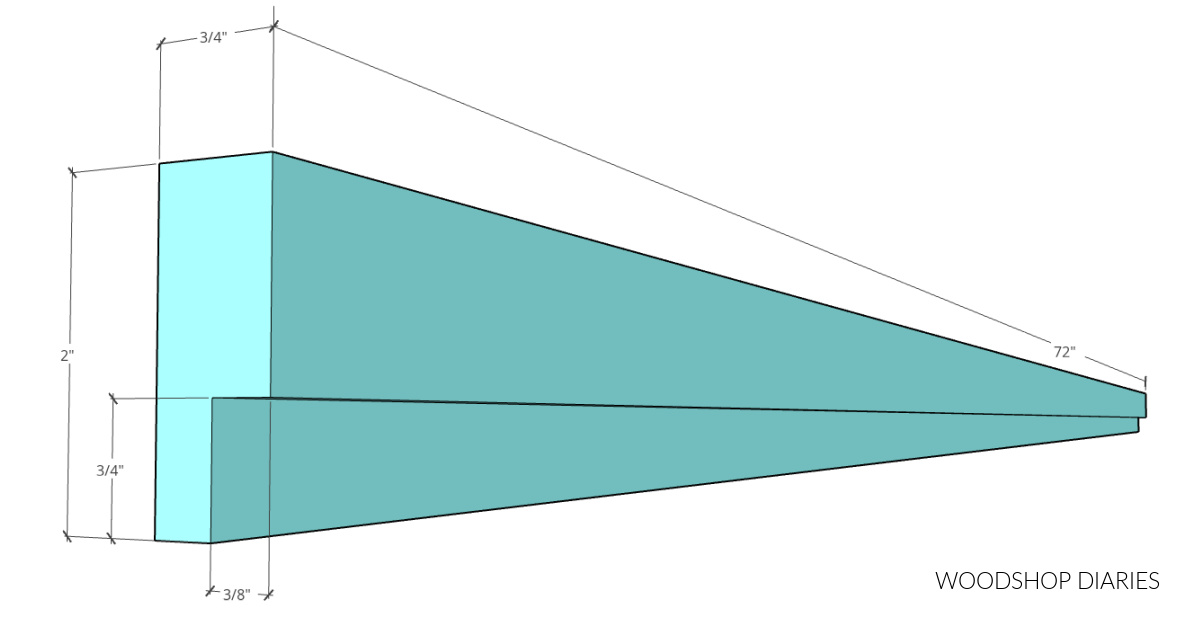 diagram showing notch dimensions to cut out for serving tray sides