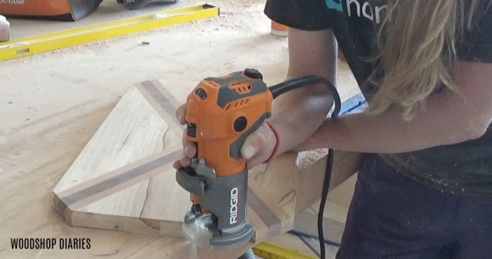 Routing chamfer edge on cutting board