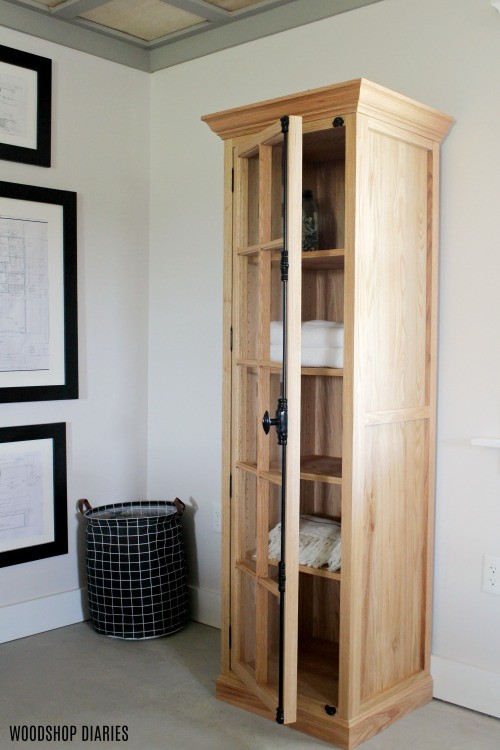 How to Build a DIY Linen Cabinet with Glass Door Woodworking Plans and Video Tutorial