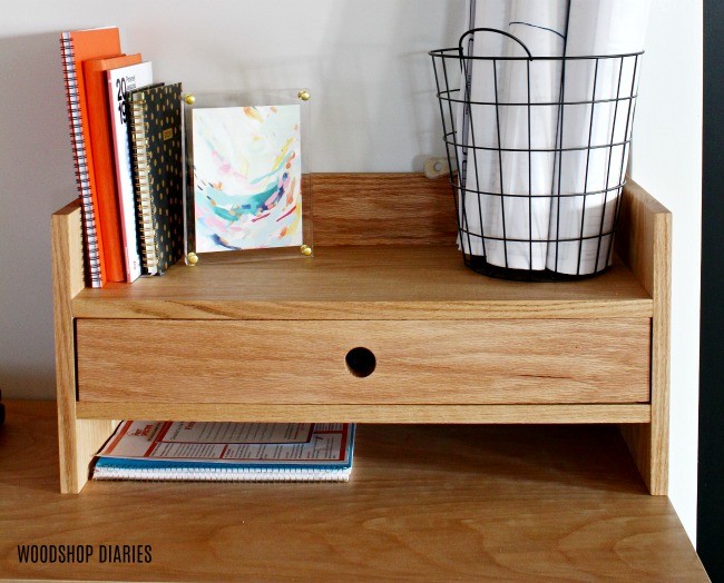 wooden desk organizer with drawer