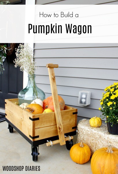 How to Build a DIY Wooden Wagon great for Fall Front Porch Decor with Pumpkins and Mums