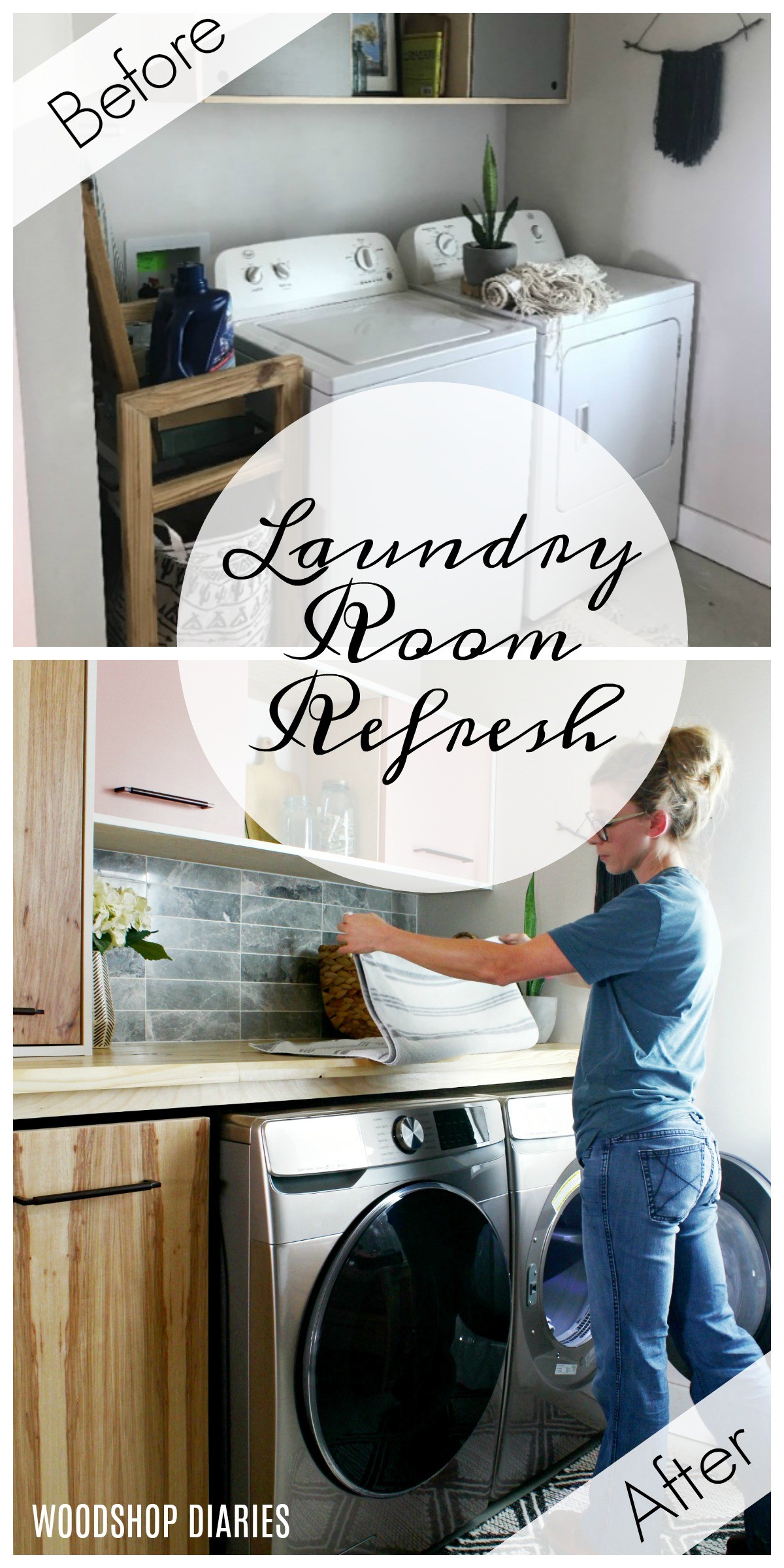 laundry bench on Laundry Room Refresh A Before After Transformation