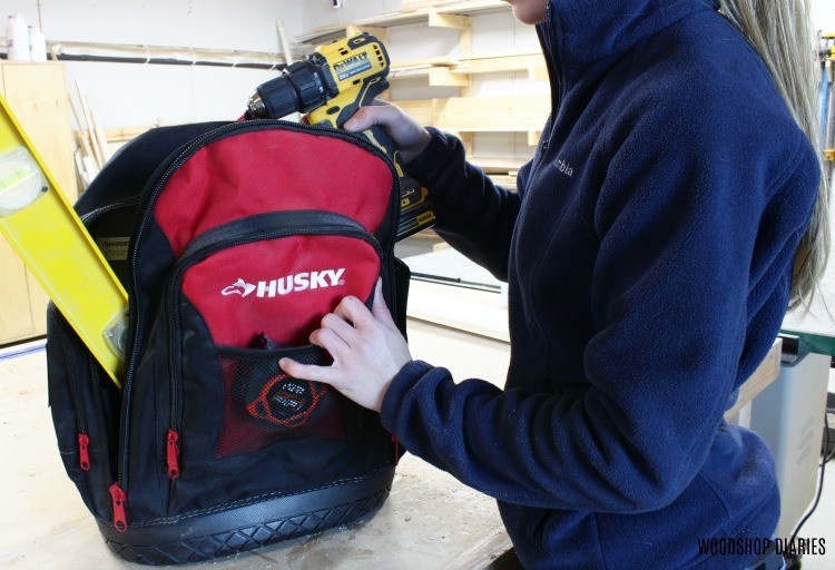 Shara packing on the go Husky Backpack with tools