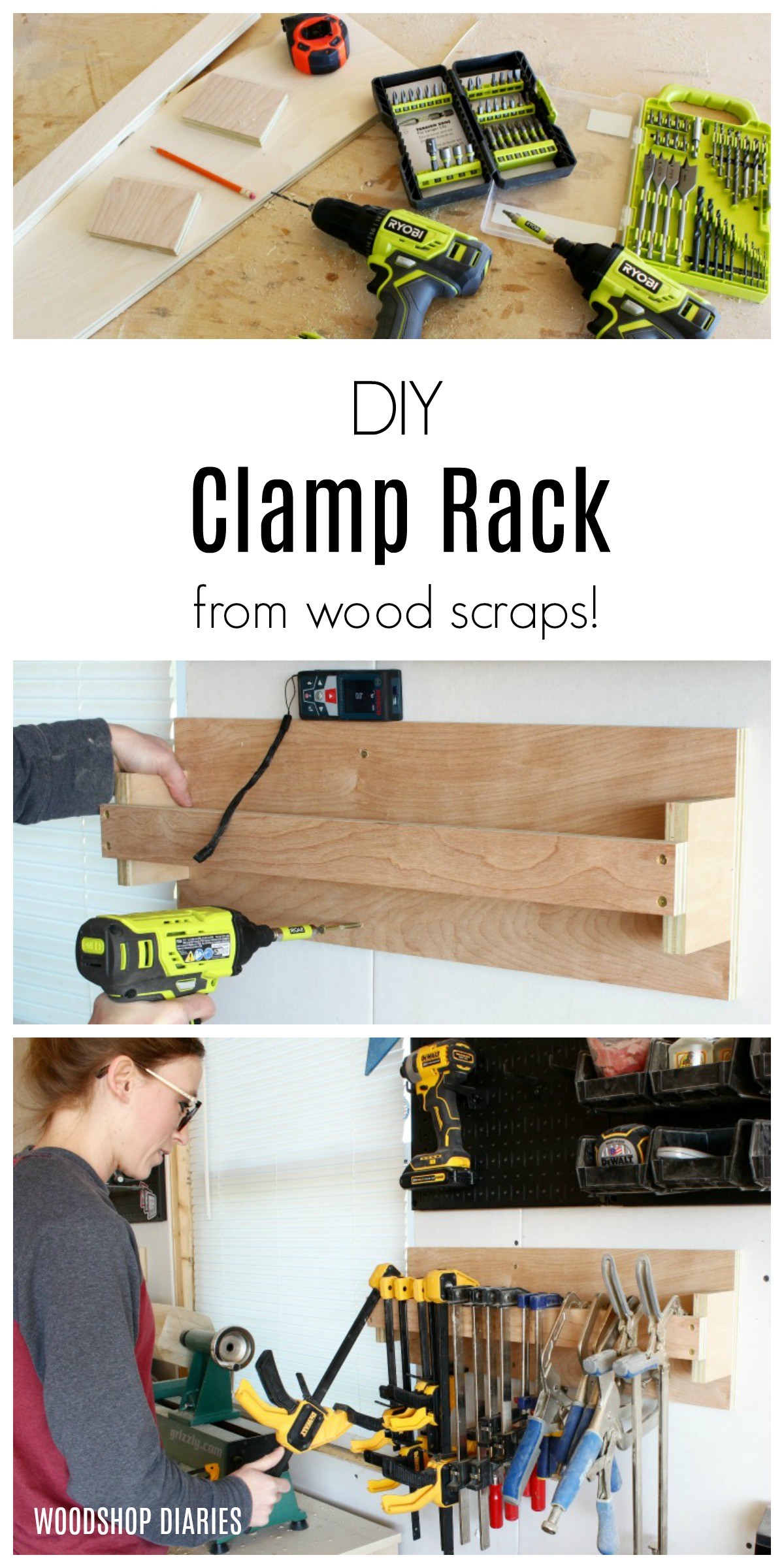 How to make a SIMPLE DIY CLAMP RACK from scraps and just a few screws!  Get your workshop organized!